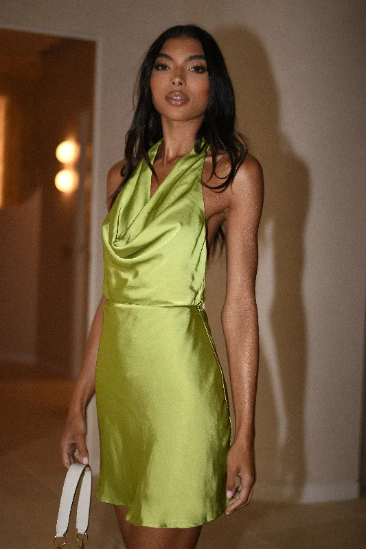 Velvet mini dresses for autumn weddings Lorena Halter Mini Dress - Parakeet Green