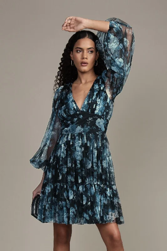 Mini dresses with abstract prints for an artistic look Rome Blue Floral Tulle Mini Dress Mini dresses with abstract prints for an artistic look Rome Blue Floral Tulle Mini Dress