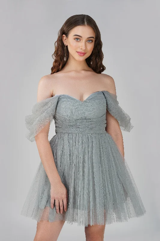 Mini dresses with empire waists for a flattering fit Sydney Dusty Blue Tulle Mini Dress Mini dresses with empire waists for a flattering fit Sydney Dusty Blue Tulle Mini Dress