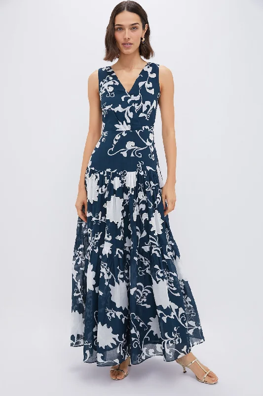 Sleeveless midi dresses with lace details for summer weddings Blue Flower Screen Antheia Midi Dress Sleeveless midi dresses with lace details for summer weddings Blue Flower Screen Antheia Midi Dress