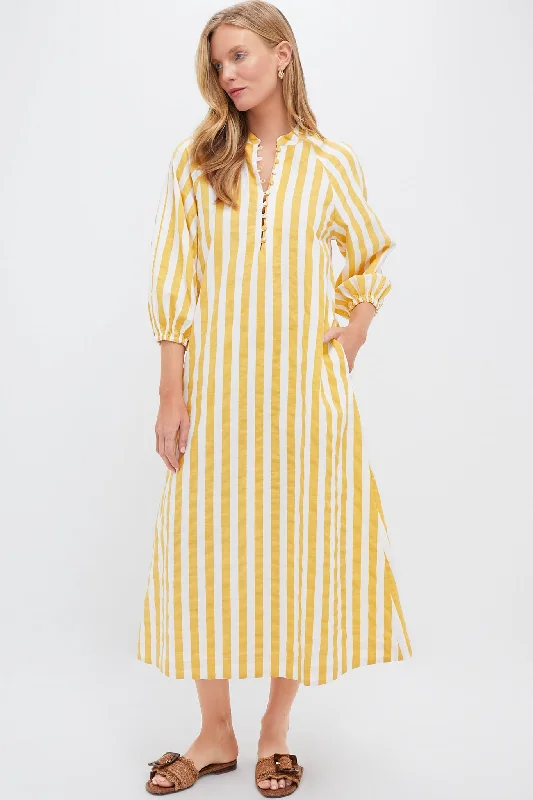 Midi dresses with cotton - blend materials for everyday comfort Marigold Stripe Maryse Caftan Midi dresses with cotton - blend materials for everyday comfort Marigold Stripe Maryse Caftan