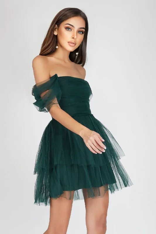 Floral print mini dresses for summer parties Plus Sydney Emerald Green Tulle Mini Dress Floral print mini dresses for summer parties Plus Sydney Emerald Green Tulle Mini Dress