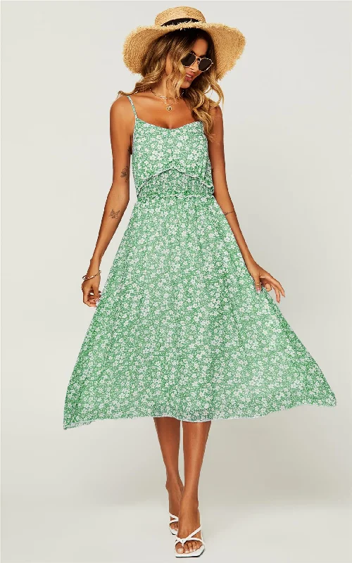 Sheath midi dresses with beaded embellishments for a formal occasion Midikleid Mit Wickeldesign Und Trägern, Rüschenbesatz Und Flora-Print In Hellgrün Sheath midi dresses with beaded embellishments for a formal occasion Midikleid Mit Wickeldesign Und Trägern, Rüschenbesatz Und Flora-Print In Hellgrün