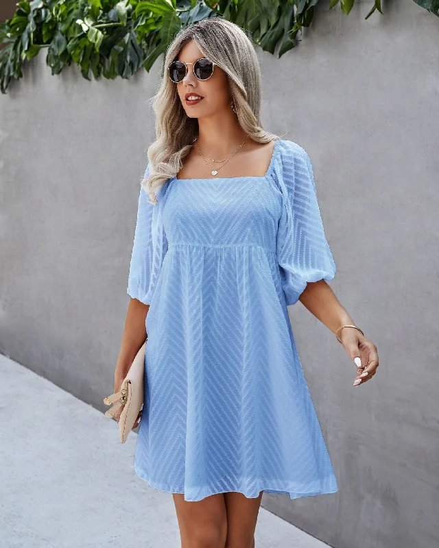 Mini dresses with belted waists for a defined silhouette Silverado Gingham Babydoll Dress - Blue Mini dresses with belted waists for a defined silhouette Silverado Gingham Babydoll Dress - Blue