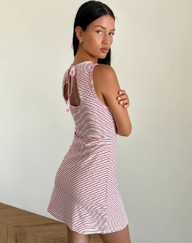 Animal print mini dresses for a bold statement Muzuki Jersey Mini Dress in Red and White Stripe