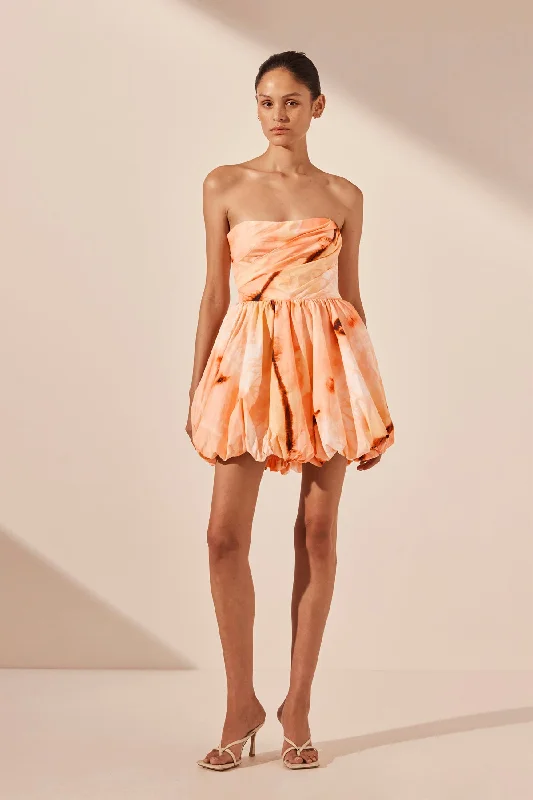 Mini dresses with high - low hems for a modern twist LARISSA DRAPED BUBBLE MINI DRESS