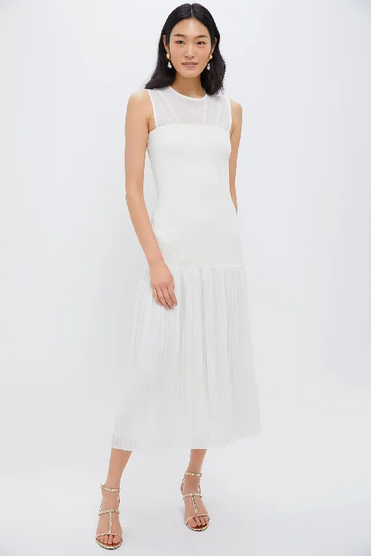 Midi dresses with empire waists for a flattering maternity option Cream Pleated Maxi Dress Midi dresses with empire waists for a flattering maternity option Cream Pleated Maxi Dress