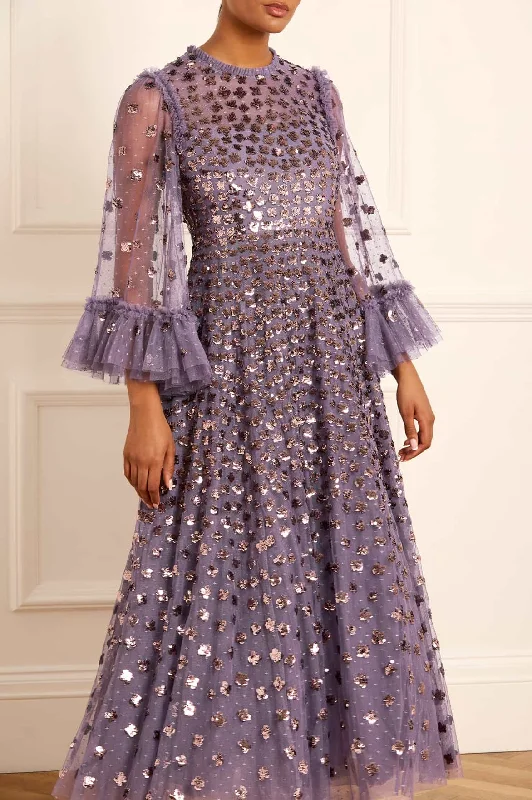 Midi dresses with belted waists to accentuate the figure Glisten Long Sleeve Ankle Gown Midi dresses with belted waists to accentuate the figure Glisten Long Sleeve Ankle Gown