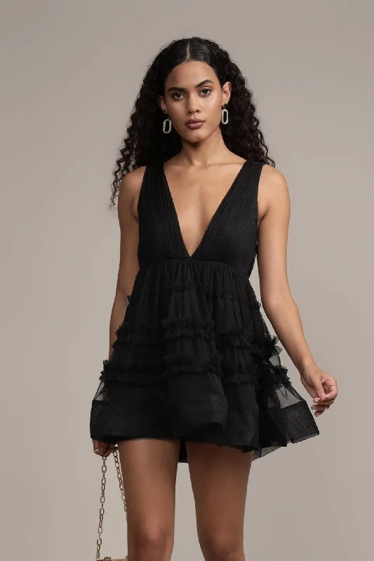 Mini dresses with asymmetric hems for a fashion - forward look Ivy Black Tulle Mini Dress Mini dresses with asymmetric hems for a fashion - forward look Ivy Black Tulle Mini Dress