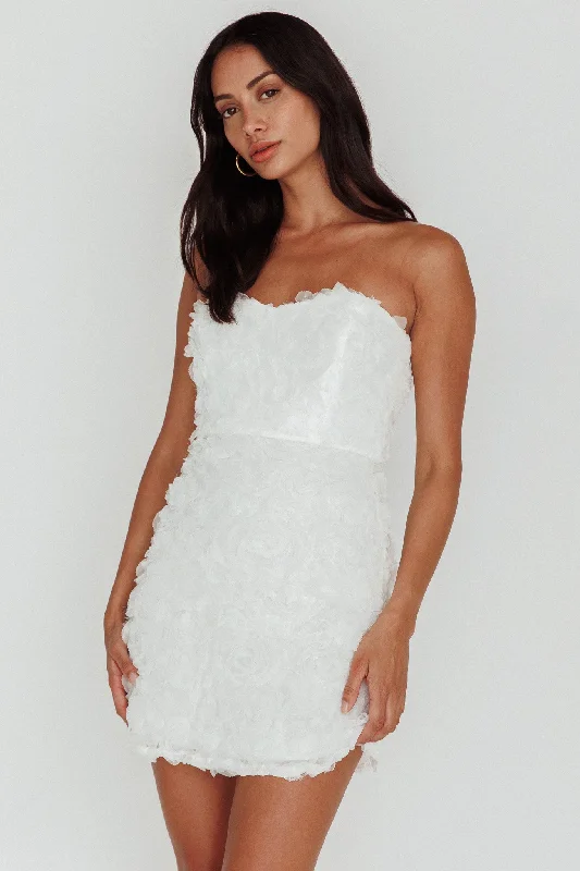 Mini dresses with high - low hems for a modern twist In Paris Embellished Mini Dress White Mini dresses with high - low hems for a modern twist In Paris Embellished Mini Dress White