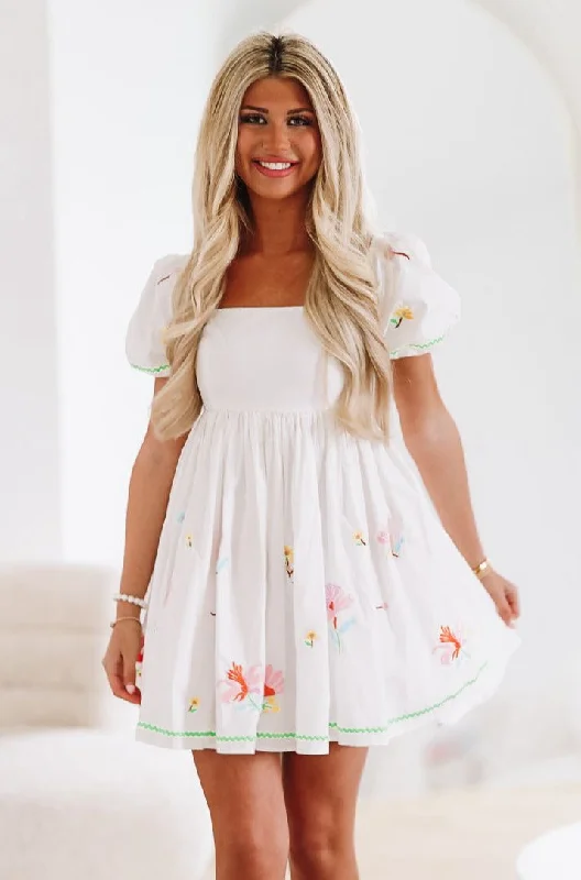 Midi dresses with cold - shoulder cutouts for a trendy style Far Away Babydoll Mini Dress - White Midi dresses with cold - shoulder cutouts for a trendy style Far Away Babydoll Mini Dress - White