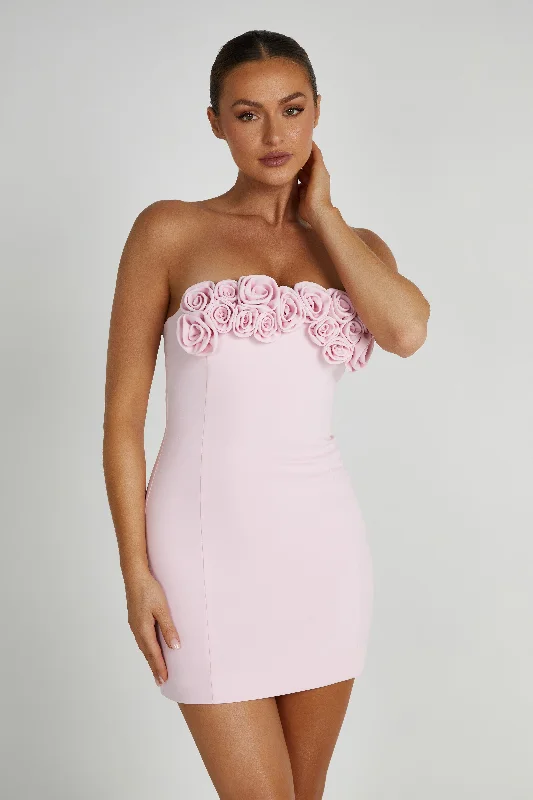 Mini dresses with fringe for a bohemian style Brooks Rose Mini Dress - Blush Pink