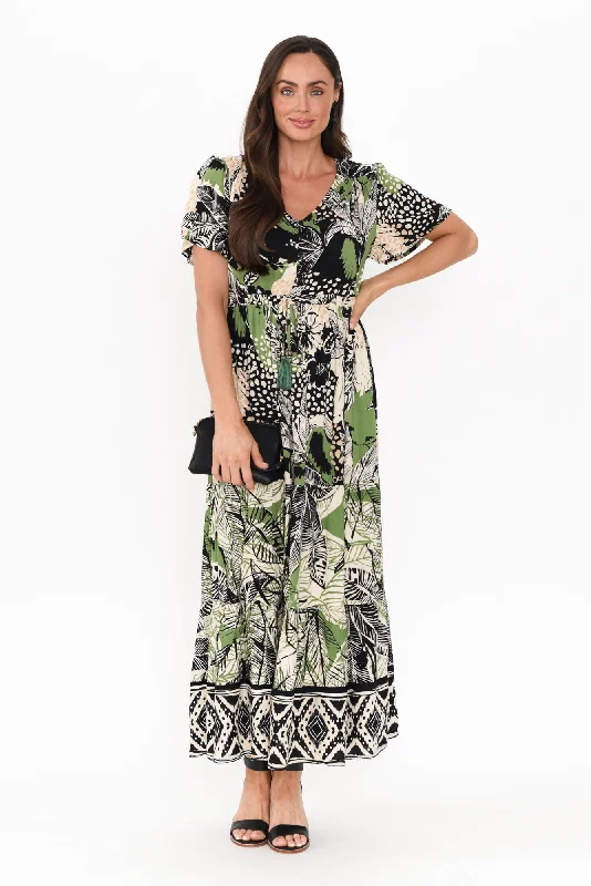 Midi dresses with geometric cutouts for a contemporary and edgy look Cobi Green Leaf Tie Dress Midi dresses with geometric cutouts for a contemporary and edgy look Cobi Green Leaf Tie Dress
