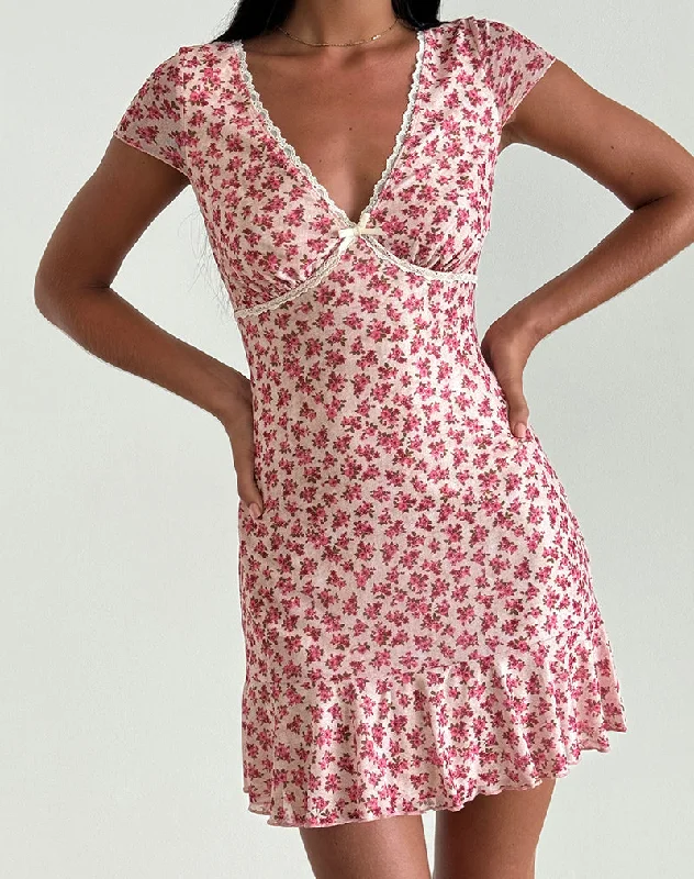 Mini dresses with side slits for a sexy appeal Ginevra Dress in Gardenia Romantic with Lace Trim