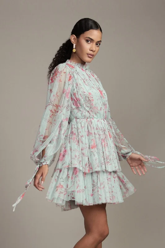 Mini dresses with belted waists for a defined silhouette Randee Mini Dress in Sage Print Mini dresses with belted waists for a defined silhouette Randee Mini Dress in Sage Print