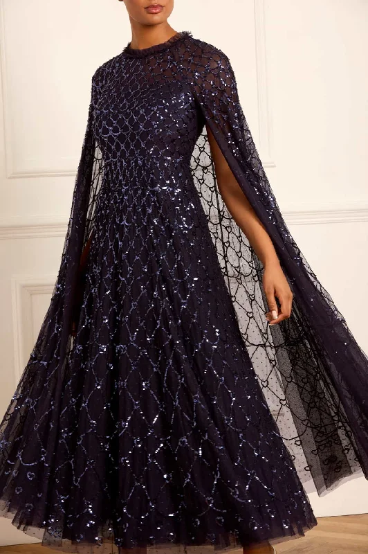 Midi dresses with patchwork patterns for a one - of - a - kind style Heart Lattice Ankle Gown
