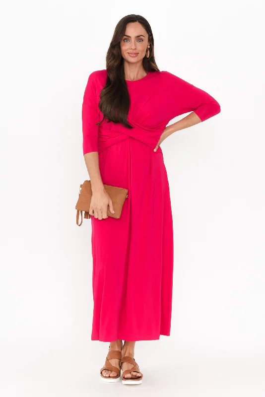 Sleeveless midi dresses with lace details for summer weddings Assa Raspberry Twist Bamboo Dress Sleeveless midi dresses with lace details for summer weddings Assa Raspberry Twist Bamboo Dress