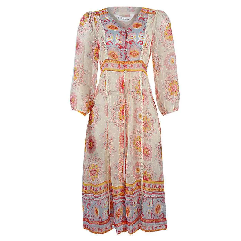 Plus Size Women's Sheer Tight Trousers in Nude for a Subtle and Stylish StatementREDTAG Casual Printed Dress for Women