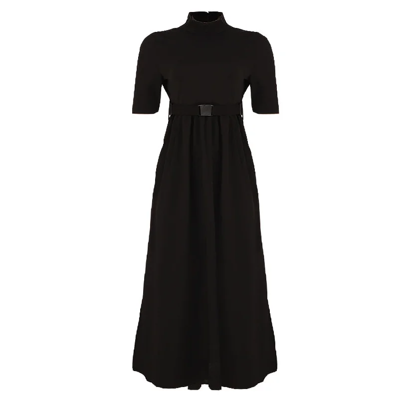 Women's Tight Trousers with Elastic Waistband in Black for Easy and Comfortable WearREDTAG Women's Black Casual Dresses