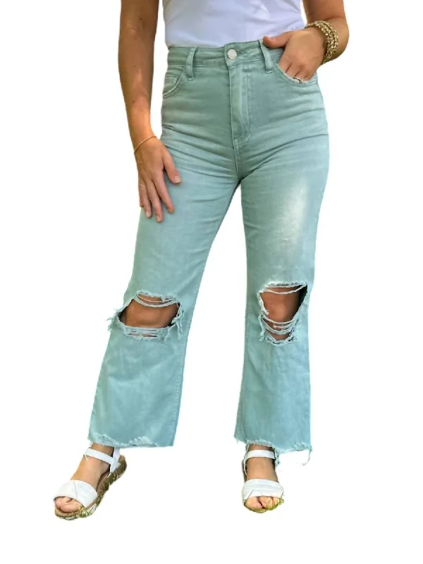 High - waisted women jeans for a flattering silhouette90's Vintage Crop Flare Jeans In Cloud Blue High - waisted women jeans for a flattering silhouette90's Vintage Crop Flare Jeans In Cloud Blue
