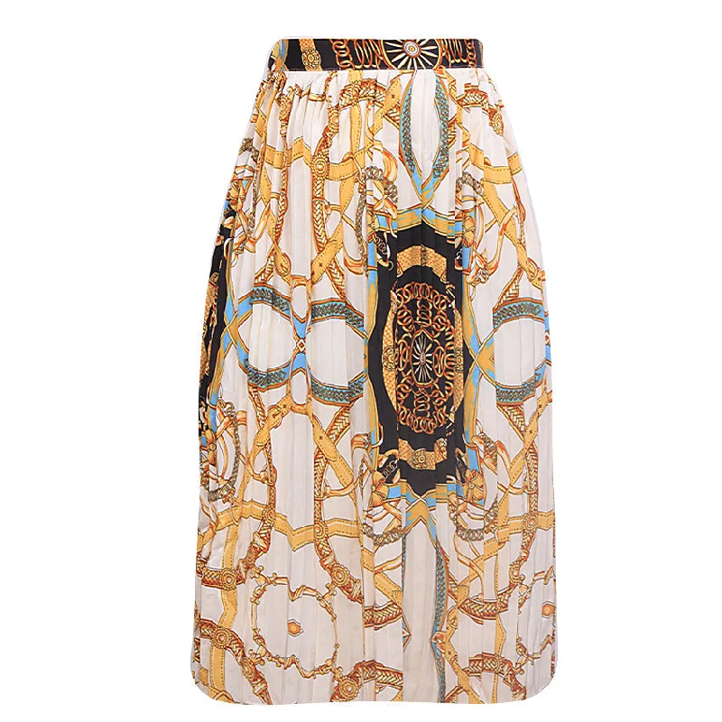 Plus Size Women's Embroidered Tight Trousers in White for a Feminine and Elegant StyleREDTAG Printed A-Line Skirt