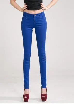 Skinny women jeans with a form - fitting designBlue Pencil Jeans For Women
