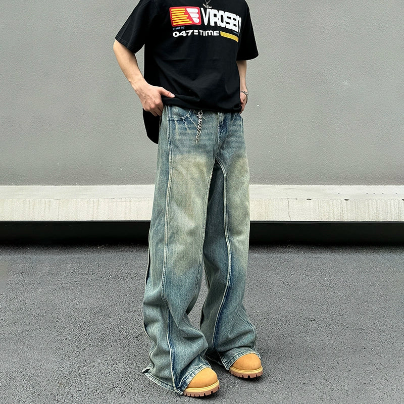 Distressed women jeans for a trendy and edgy lookBlue Wide-leg Jeans