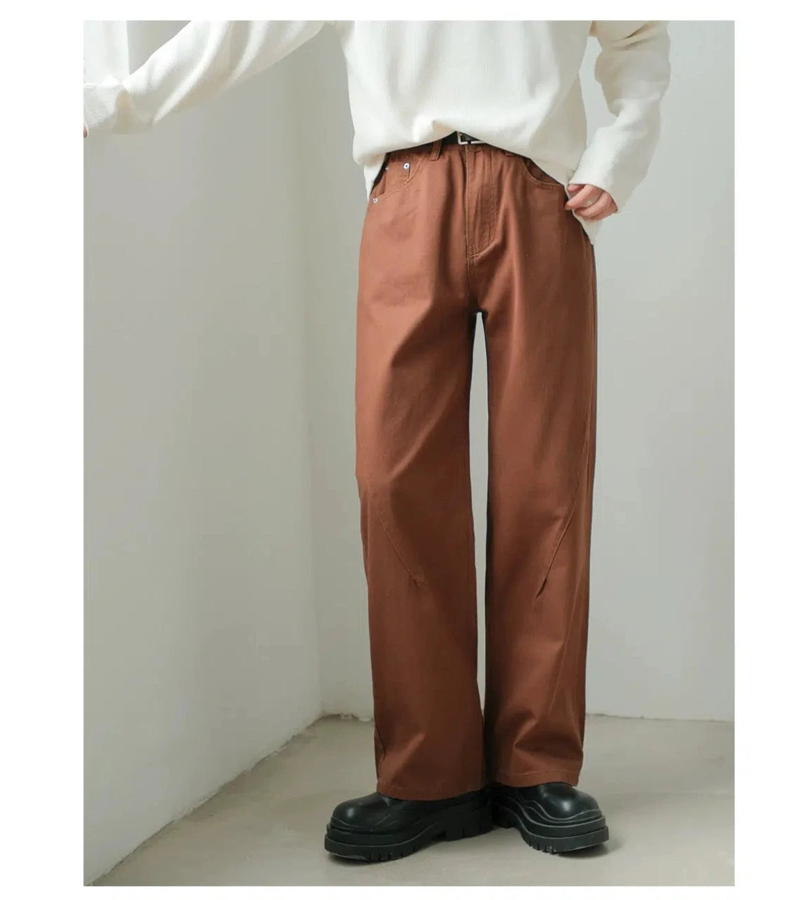 Colored women jeans in vibrant hues like red and yellowBrown Wide-leg High-waisted Jeans