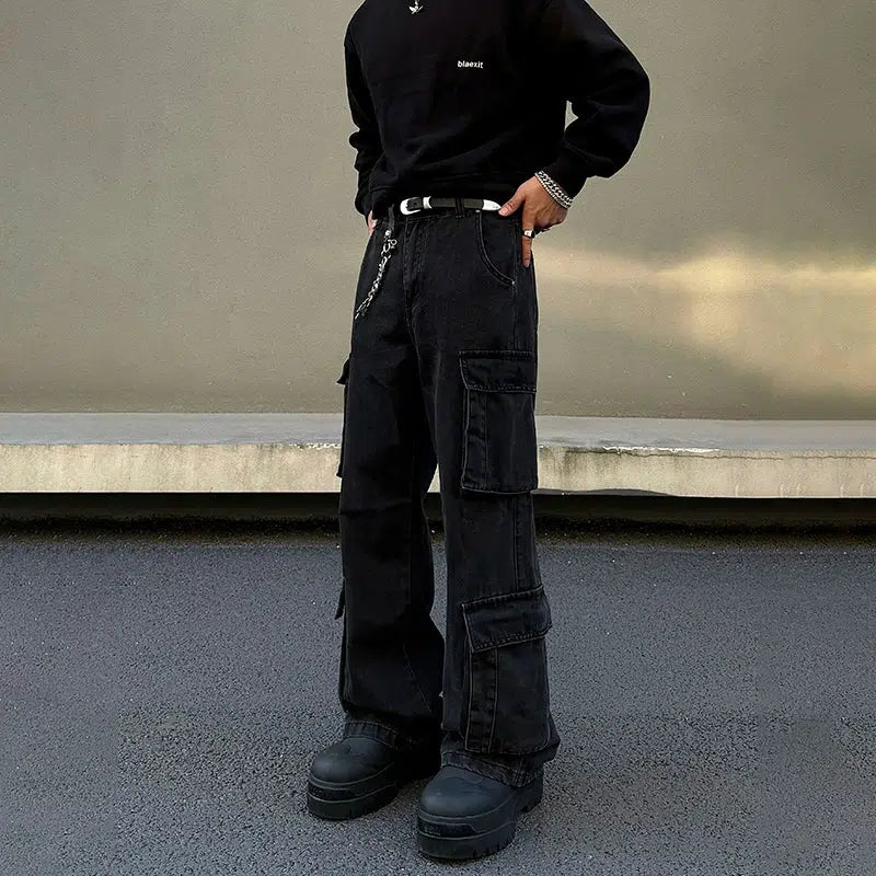 Plus - size women jeans for a comfortable and stylish fitCargo Utility Pockets Jeans