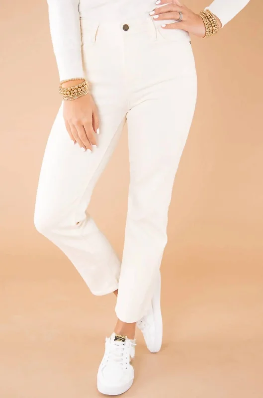 Bootcut women jeans to complement various shoe stylesCigarette Jeans in Egg Nog