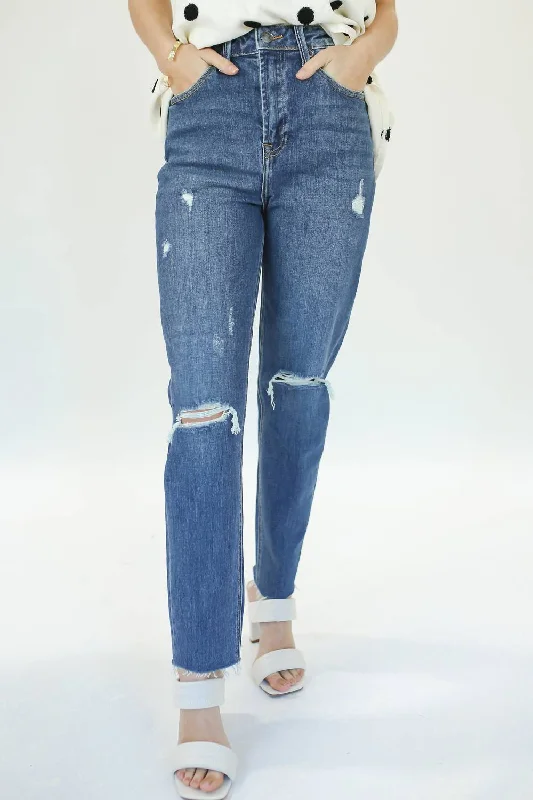 Button - fly women jeans with a traditional touchDeana High Waisted Jeans In Medium Wash Denim Button - fly women jeans with a traditional touchDeana High Waisted Jeans In Medium Wash Denim