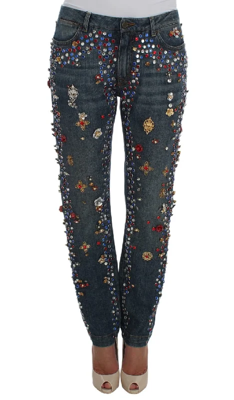 Embroidered women jeans with intricate patternsDolce & Gabbana Enchanted Sicily Crystal Heart Boyfriend Women's Jeans Embroidered women jeans with intricate patternsDolce & Gabbana Enchanted Sicily Crystal Heart Boyfriend Women's Jeans