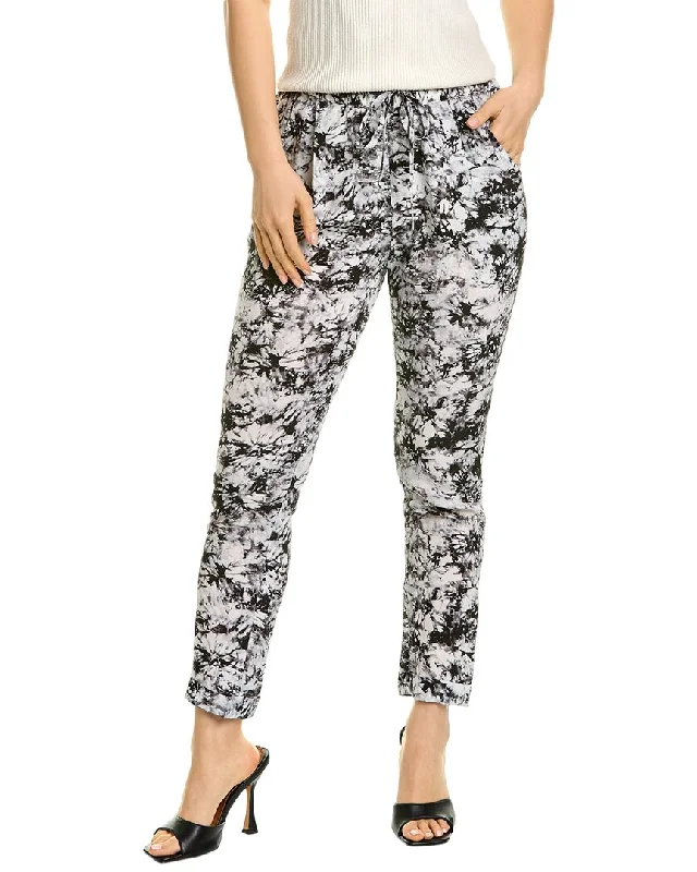 Women's Tight Trousers with Rhinestone Embellishments in Silver for a Sparkly LookDora Landa Silk Pant