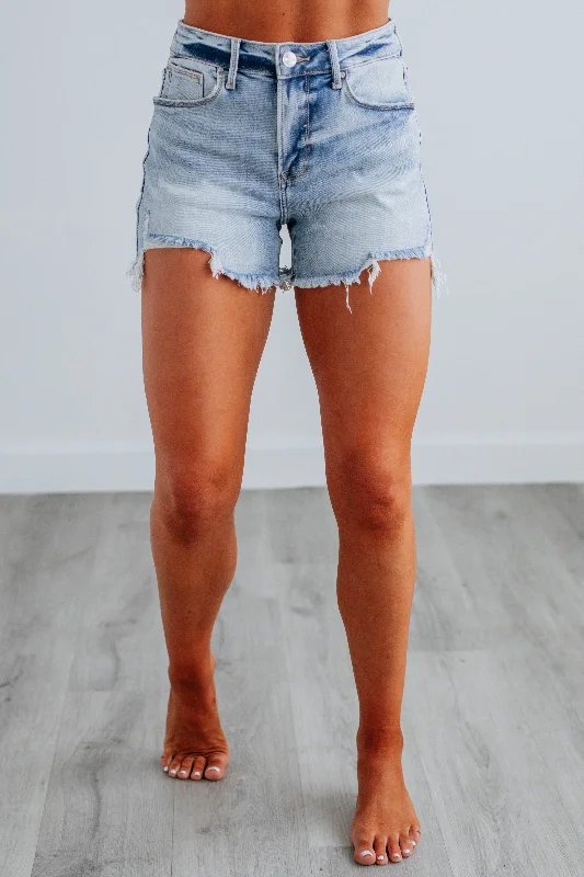 Women's Printed Geometric Patterned Shorts in Bright Colors for a Statement LookEllis Risen Shorts - Light Wash