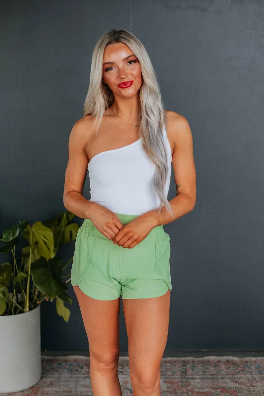 Plus Size Women's Stretch Cotton Athletic Shorts with Side Pockets for Workout SessionsErina Athleisure Shorts - Lime