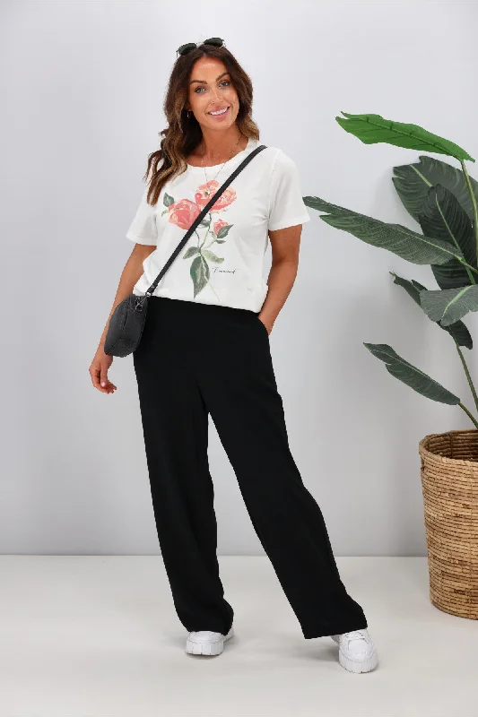 Plus Size Women's Sheer Tight Trousers in Nude for a Subtle and Stylish StatementGloss by Shine On Liberty Wide Leg Pants Black