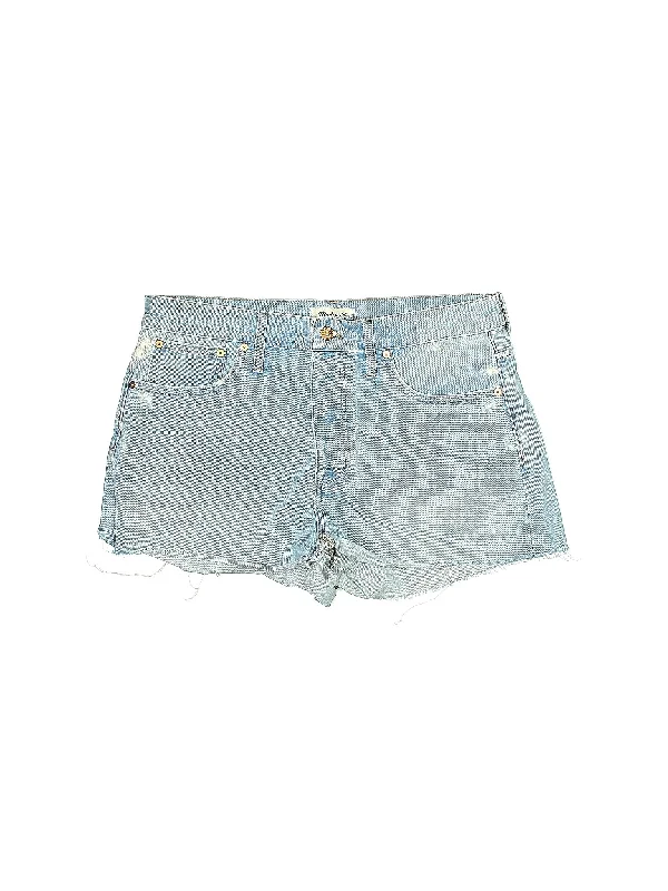Plus Size Women's Denim Cut - off Shorts with Frayed Edges for a Casual and Laid - Back VibeHigh-Rise Denim Shorts in Light Wash