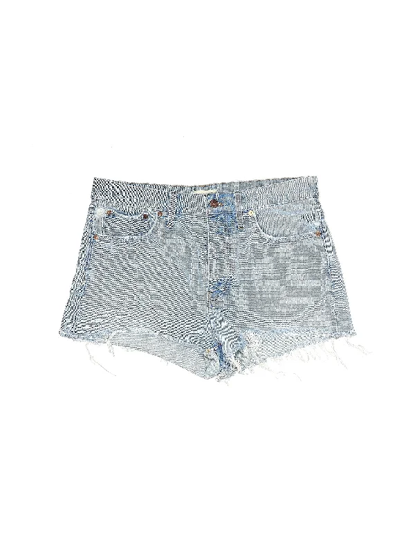 Plus Size Women's Denim Cut - off Shorts with Frayed Edges for a Casual and Laid - Back VibeHigh-Rise Denim Shorts in Light Wash
