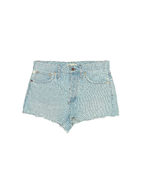 Plus Size Women's Denim Cut - off Shorts with Frayed Edges for a Casual and Laid - Back VibeHigh-Rise Denim Shorts in Light Wash