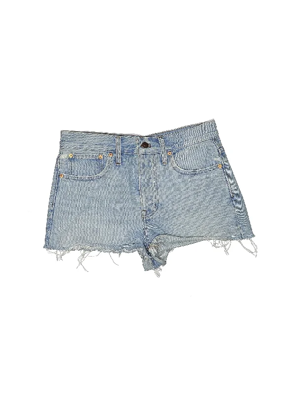 Plus Size Women's Denim Shorts with a Button - Fly in Dark Indigo for a Durable and Timeless StyleHigh-Rise Denim Shorts in Medium Wash