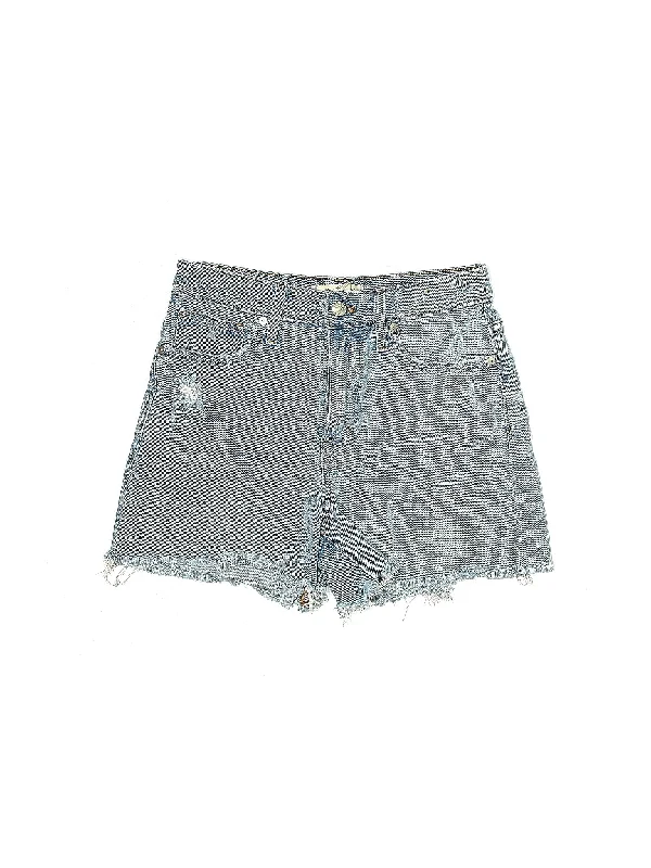Plus Size Women's Stretch Denim Shorts with Belt Loops in Medium Wash for a Versatile FitHigh-Rise Denim Shorts in Medium Wash