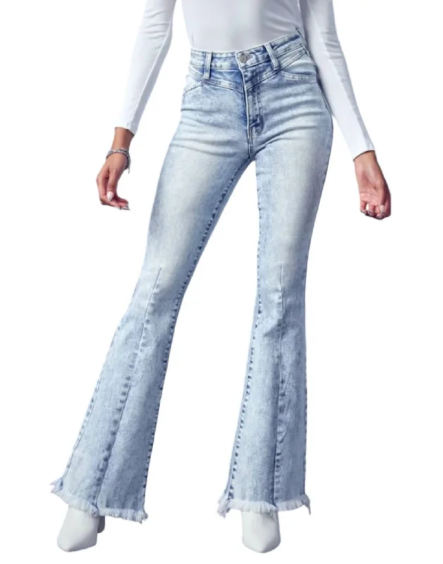 Ripped women jeans for a rebellious and fashion - forward styleHigh Rise Flare Jeans In Ligh Wash Ripped women jeans for a rebellious and fashion - forward styleHigh Rise Flare Jeans In Ligh Wash