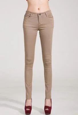 Distressed women jeans for a trendy and edgy lookKhaki Women Skinny Jeans
