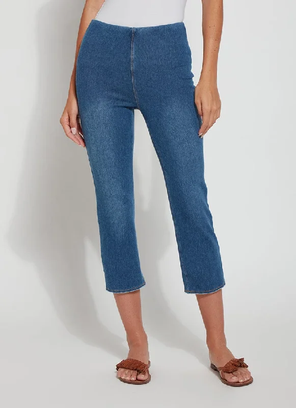 Women's Velvet Tight Trousers in Burgundy for a Luxurious and Elegant AppearanceLeona Straight Capri Denim