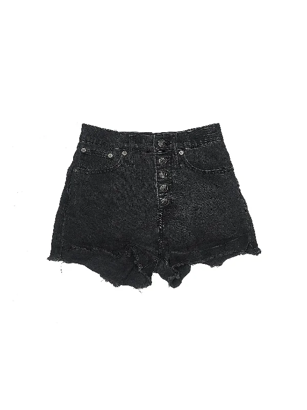 Plus Size Women's Denim Bermuda Shorts in Dark Wash for a Classic and Sophisticated StyleLow-Rise Denim Shorts in Dark Wash