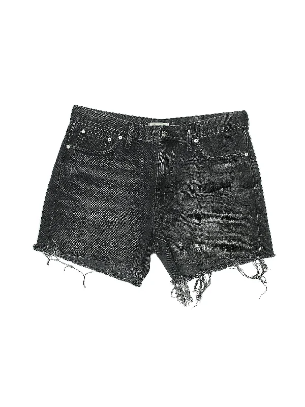 Plus Size Women's Elastic Waistband Linen Shorts in Navy Blue for a Comfortable Everyday OptionLow-Rise Denim Shorts in Dark Wash