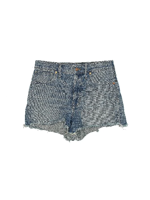 Plus Size Women's Stretch Denim Shorts with Belt Loops in Medium Wash for a Versatile FitLow-Rise Denim Shorts in Medium Wash