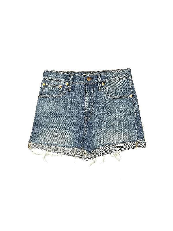 Women's Printed Tropical Patterned Shorts in Turquoise for a Beachy and Fun LookLow-Rise Denim Shorts in Medium Wash