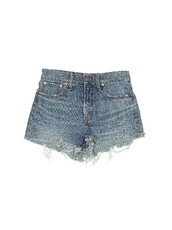 High - Waisted Plus Size Women's Denim Shorts with Distressed Details for a Trendy LookMid-Rise Denim Shorts