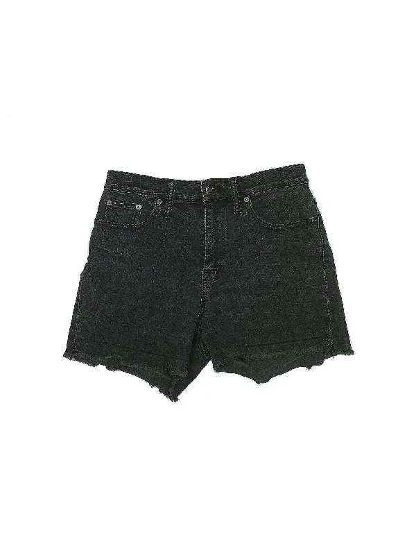 Plus Size Women's Stretch Cotton Athletic Shorts with Side Pockets for Workout SessionsMid-Rise Denim Shorts in Dark Wash